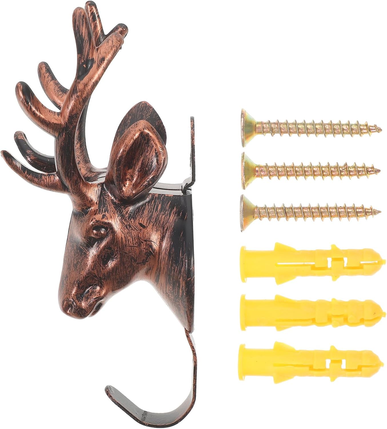 Alipis Deer Head Wall Hook Brass Coat Hanger Key Holder Bedroom Kitchen Hanging Rack Decorative Mount for Home Organization