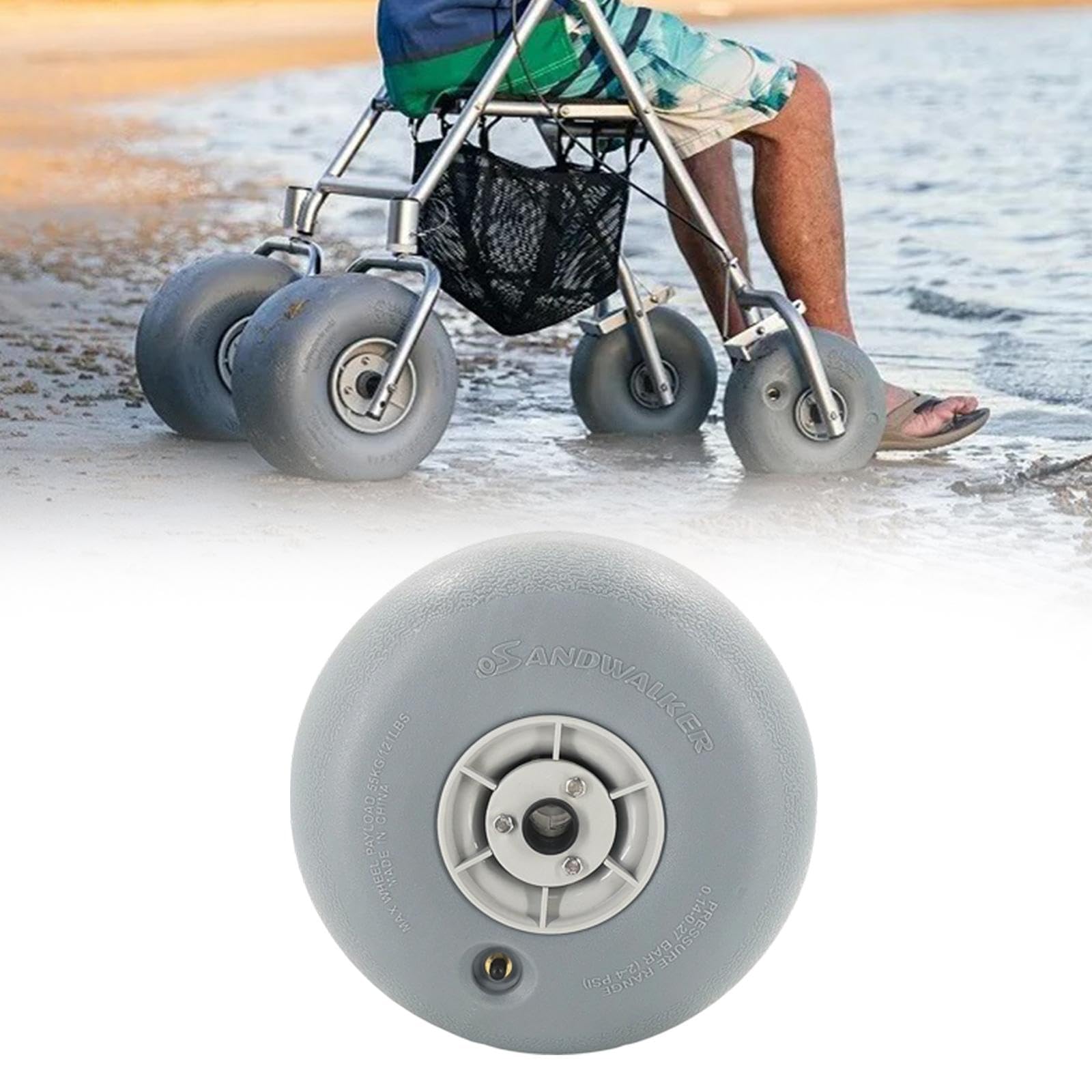 MERIGLARE Rueda Globo para Carro de Playa Llanta Sustituta Fuerte Neumático Inflable Alta Resistencia Rueda Accesorio Pesca Material PU Resistente Y Larga Vida