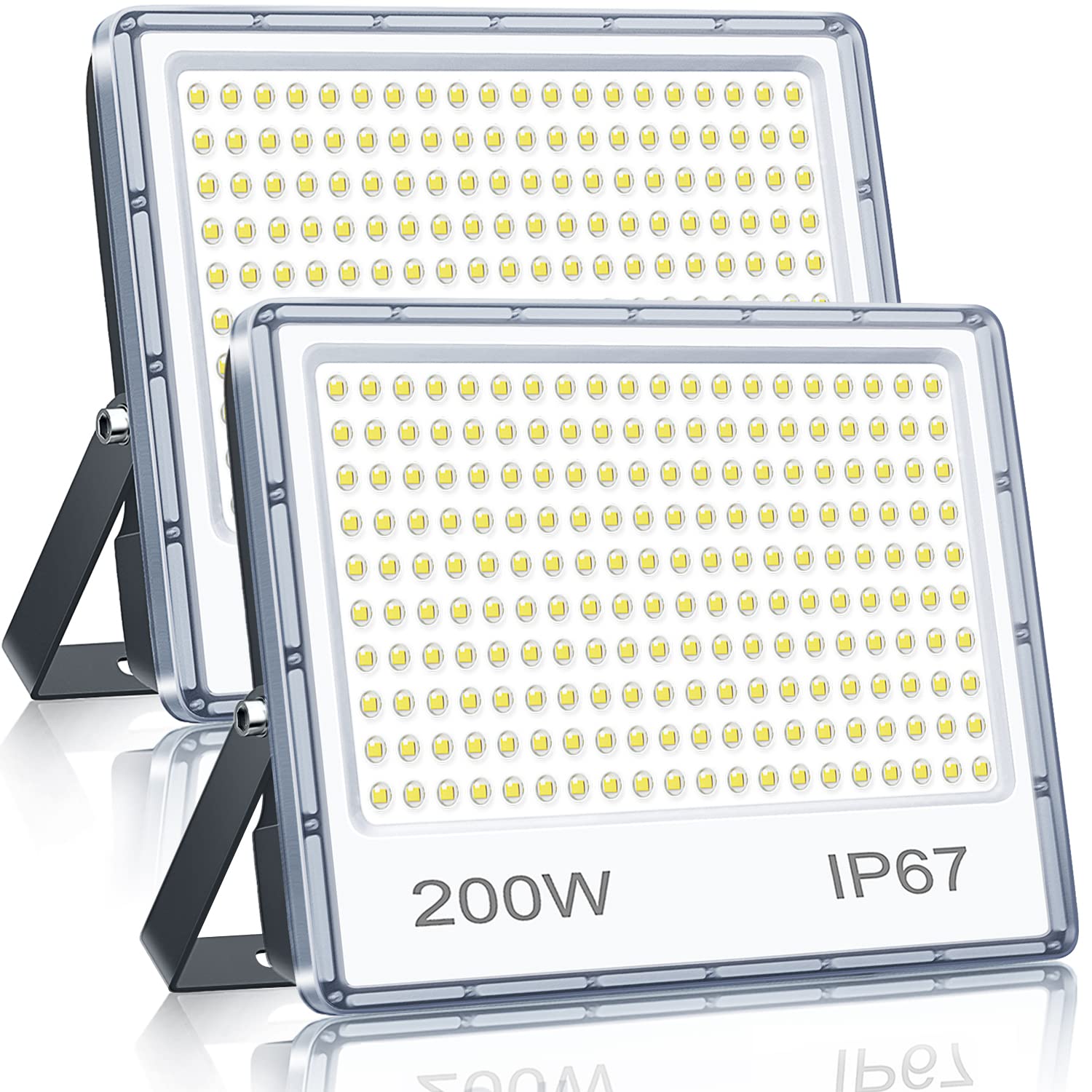 YIQIBRO LED Strahler Außen 200W, 20000LM 6500K LED Scheiwerfer 2 Stück | Superhell Kaltweiß LED Fluter Aussenstrahler LED Wasserdicht IP67, Außenstrahler für Hinterhof Terrassen Garage Flur Garten