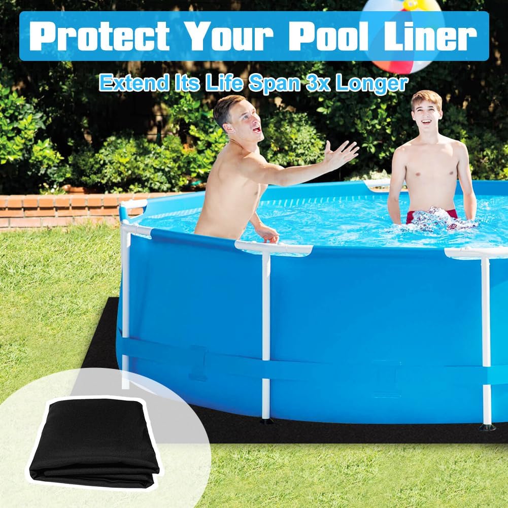 13 x 13Ft Square Pool Liner Pad for Above Ground Pool, Rectangular Thickened Felt Fabric Pool Mat, Prevent Punctures and Extend Life of Pool Pad for Protecting Floor, 4 x 4m, Black