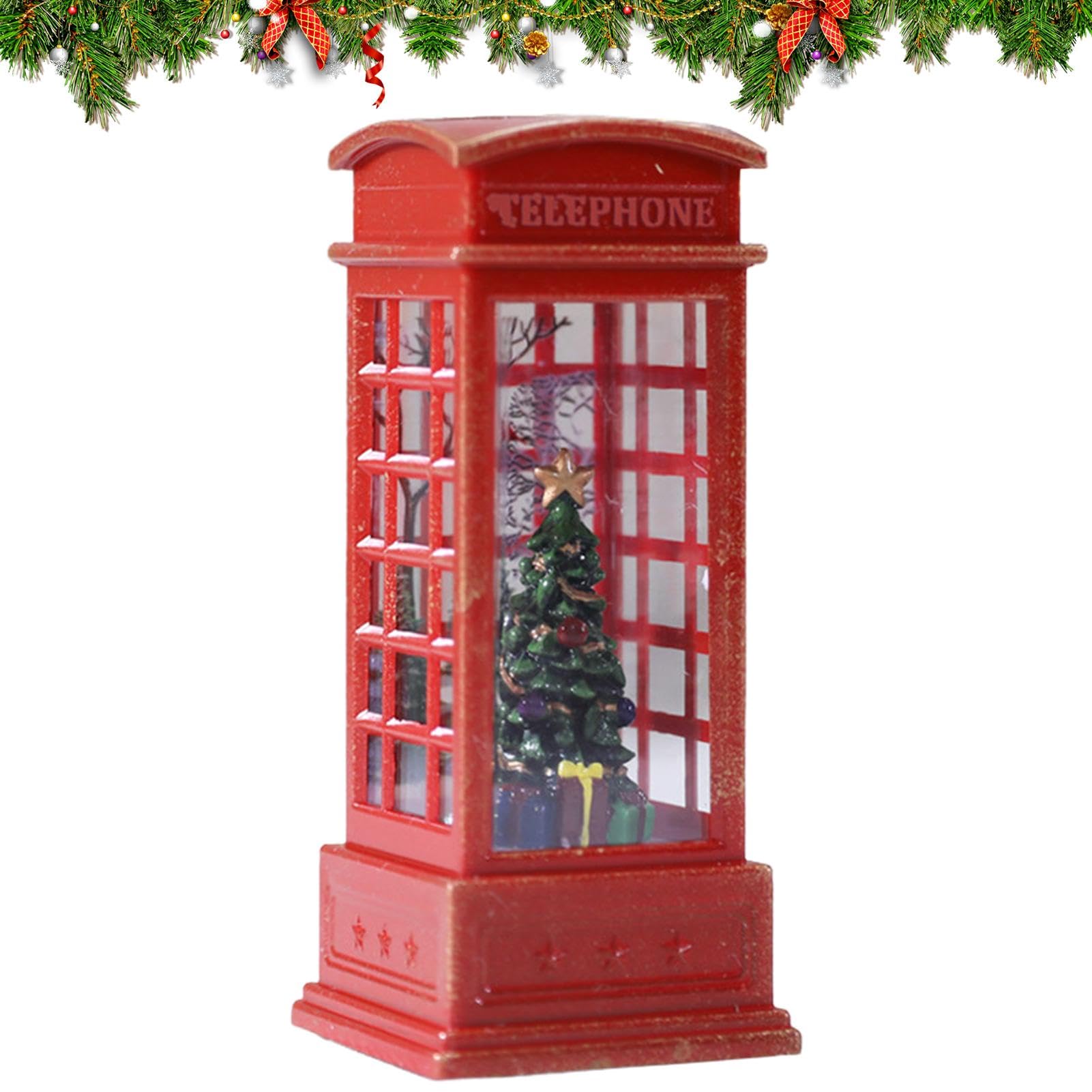 Red Phone Booth Lamp,Illumination Christmas Decoration - Telephone Booth Night Light Christmas Lighted Box for Bar KTV Decoration