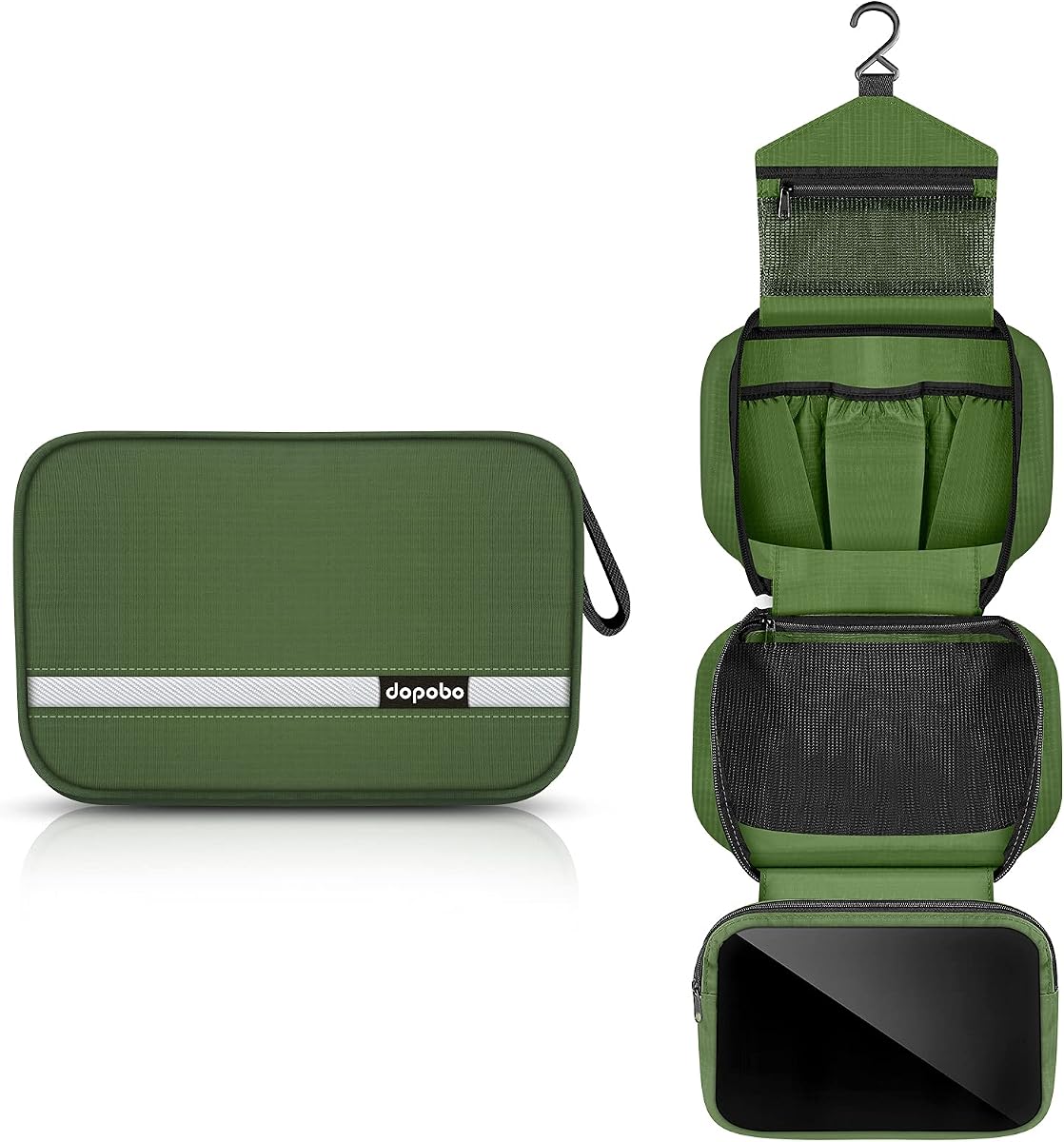 Neceser de viaje para mujer, kit Dopp para hombres, bolsa de maquillaje impermeable, bolsa de afeitar con gancho para colgar, organizador de artículos de tocador portátil para viajar y acampar
