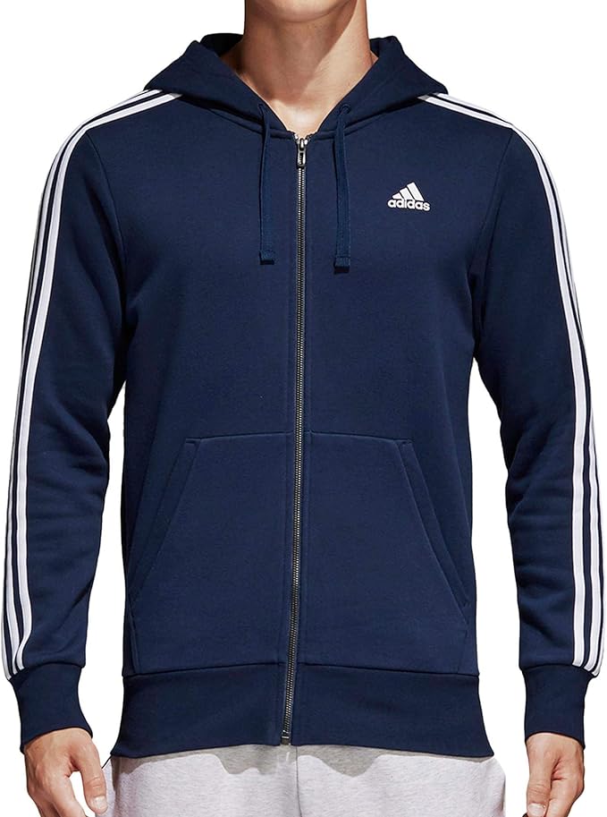 adidas Essentials 3-Stripes Fleece Hoodie (Collegiate Navy/White, M) at Amazon Menâs Clothing store