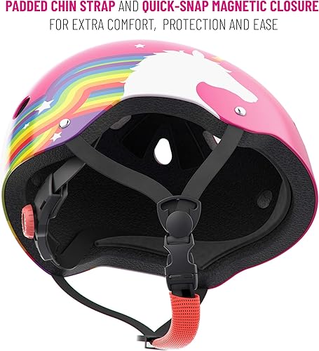 Miniatura 5 de Noggn Casco de bicicleta para niños, niñas y niños  5 diseños unicornio arcoíris, estrella estadounidense, tropical, playa, montaña  bicicleta