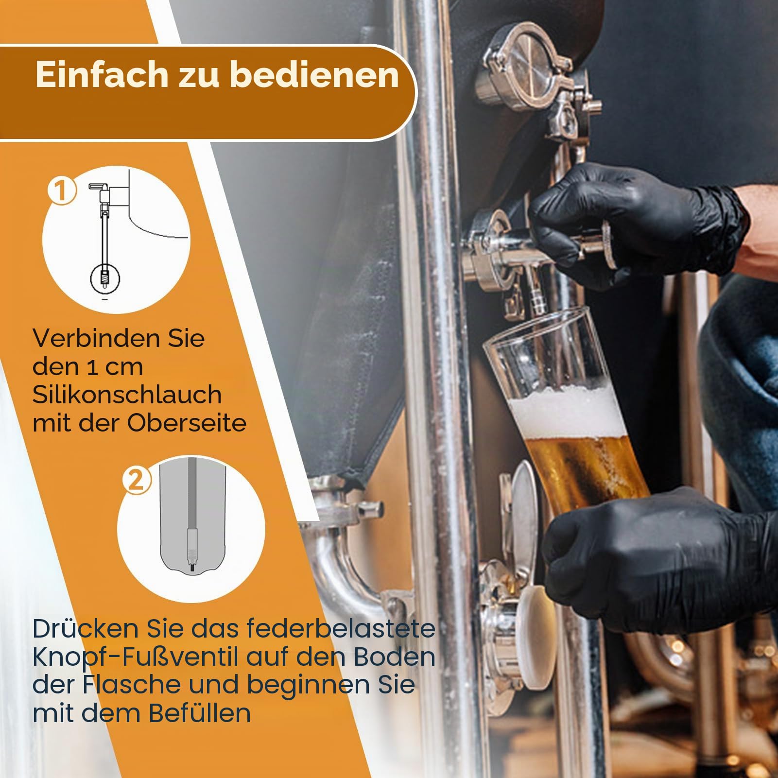 Bierflaschenfüller, Edelstahl Wein Bier Abfüllung, 13,7 Zoll Edelstahl Bierflaschenfüller, Bier Flaschenfüller Wein Bierflaschenabfüllung Automatische Flaschenfüller Abfüllstab, Federbeladene