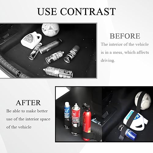 Miniatura 4 de Hovom 2 correas elásticas para maletero de automóvil con cinta de gancho y bucle, correas organizadoras de almacenamiento de maletero de SUV, correa