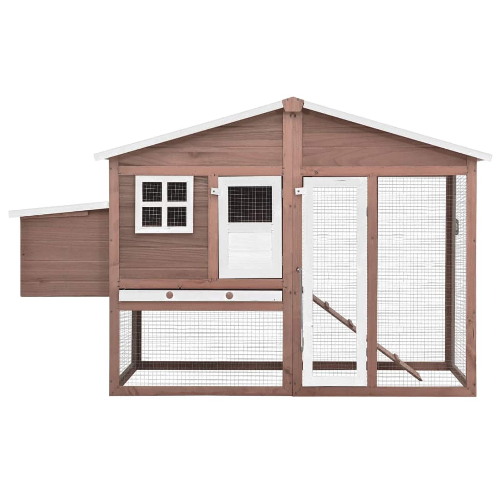 LAPOOH Pollaio con Casetta Nidificazione Mocha e Bianco in Legno Abete,Pollai e Gabbie,Pollaio,Pollaio per Galline da Esterno(SPU:170866)