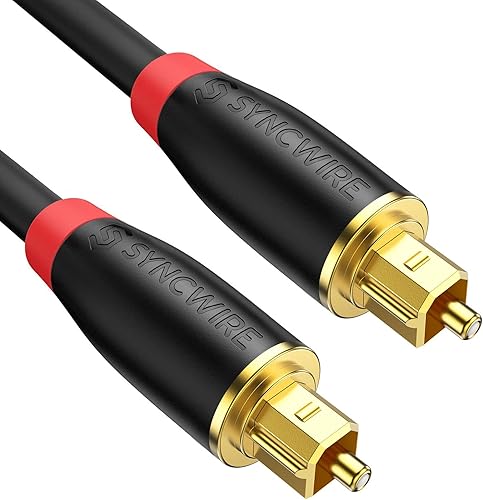 Cable de audio óptico digital Toslink chapado en oro de 24 quilates, ultra duradero S Syncwire cable de fibra óptica macho a macho para cine en