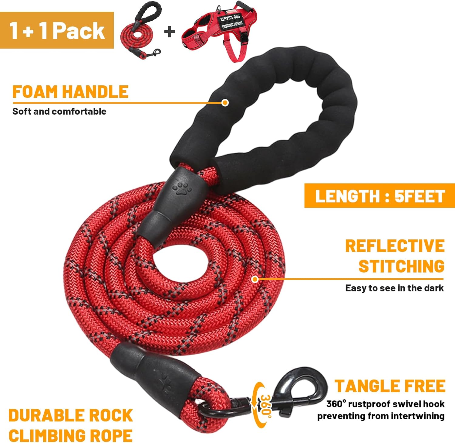 No Pull Dog Harness Adjustable Reflective Easy Control Small Medium Large Dog Harness with A Free Heavy Duty 5ft Dog Leash