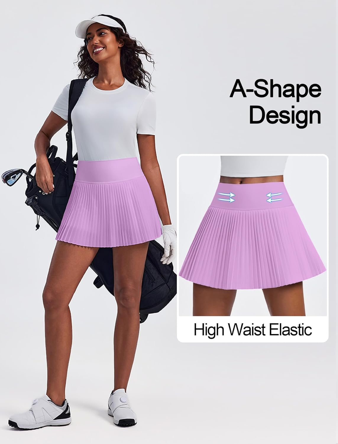 PINSPARK 15" High Waist Pleated Tennis Skirts for Women with Shorts Mini Athletic Workout Golf Skort Skirts with Pockets - Image 4