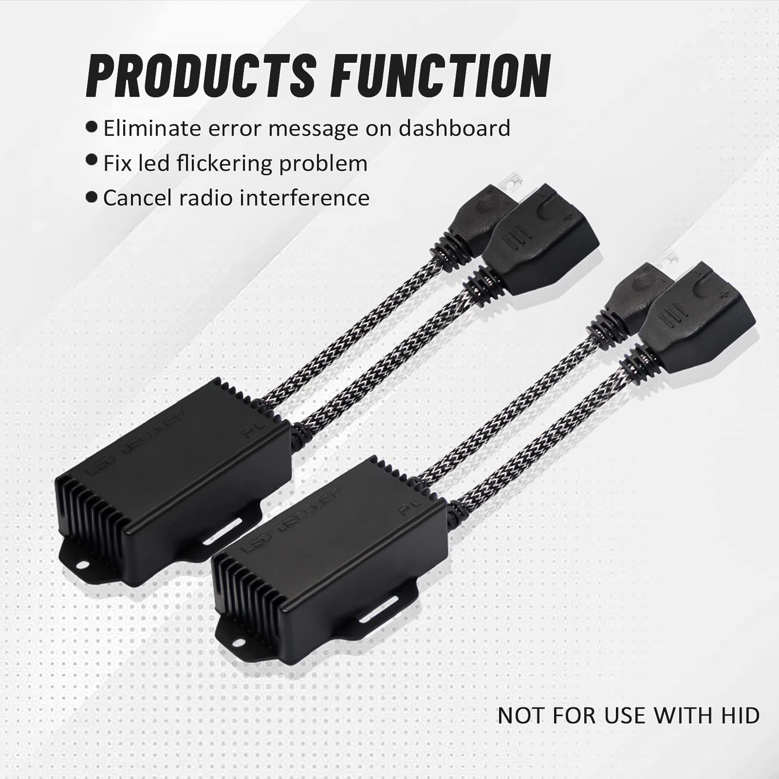 CGEAMDY 2 Pièces Décodeurs De Résistance D'ampoules De Voiture, Anti-Scintillement Harnais Décodeur, Résistance Avertissement DE Scintillement D'ampoule Phare LED EMC Décodeur D'annulation(H7