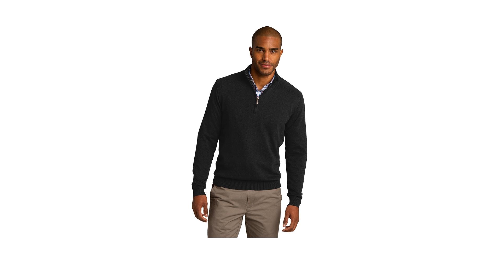 Port Authority Men's Ribbed Quarter-Zip Sweater Charcoal