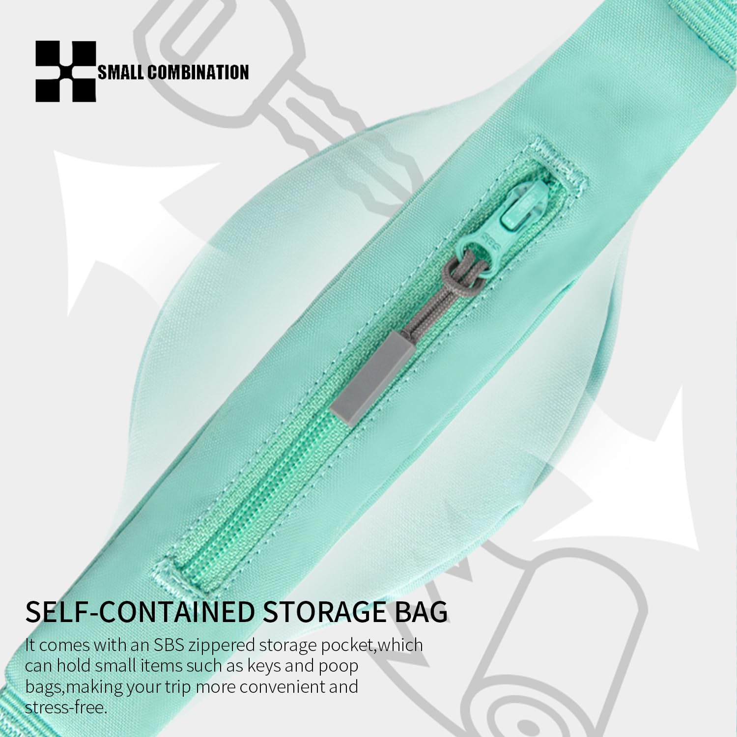 SMALL COMBINATION Dog Leash, with Metal Clip (Aqua Green, L) - Image 2