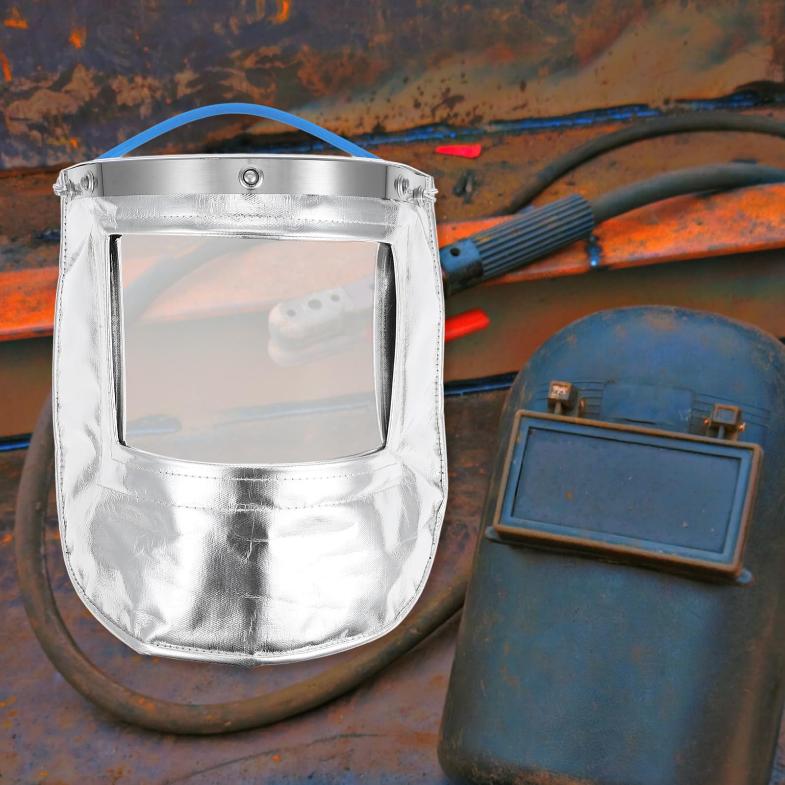 Pantalla de Soldadura Aislante de Aluminio Transparente Plata | Entornos de Alta Temperatura, Uso Industrial, Material PC con Tela y Lámina de Aluminio