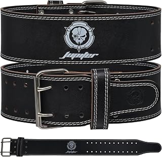 Jupiter Genuine Leather Weightlifting Belt 6mm Thick - Superior Back Support for Powerlifting, Squats & Deadlifts