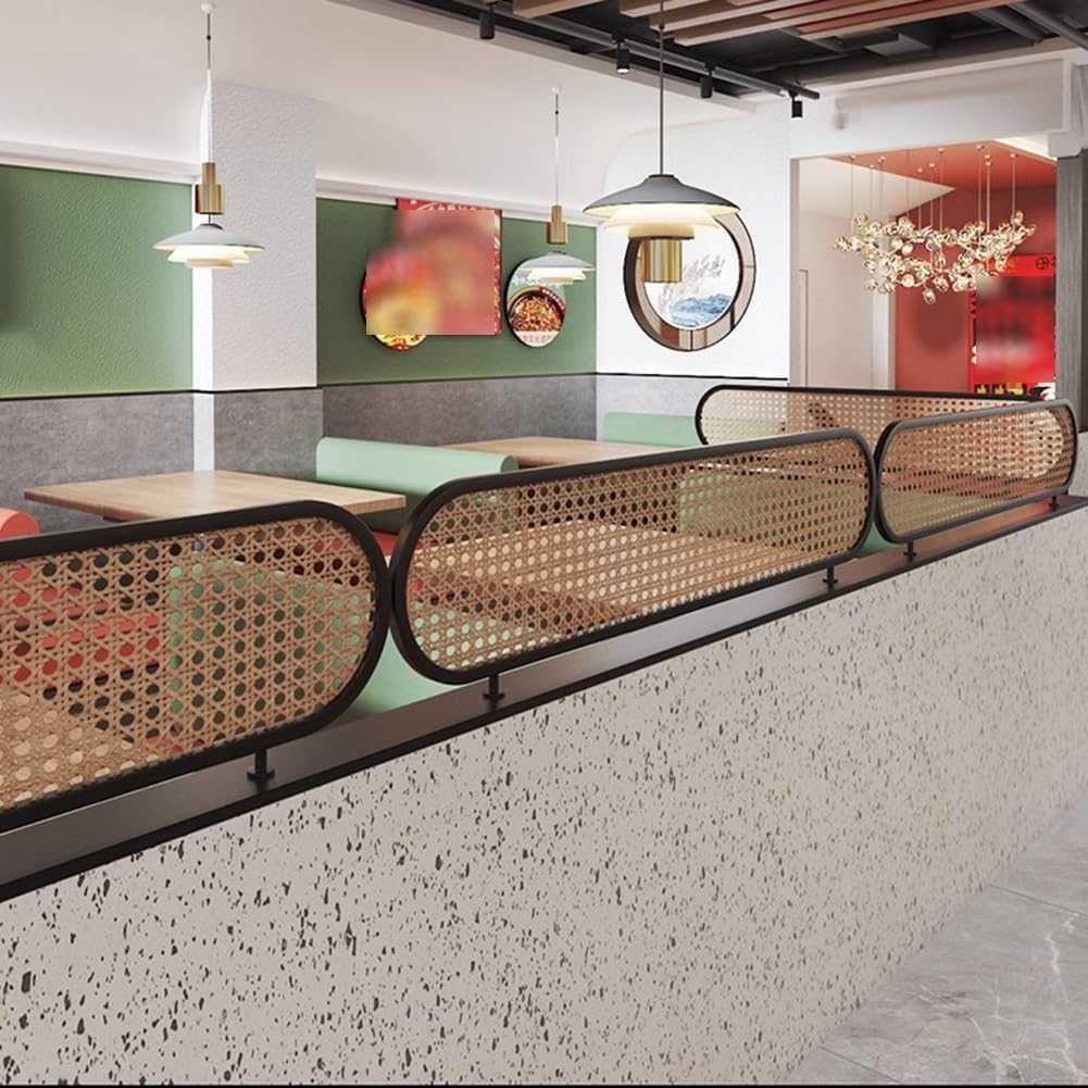 Standing Dining Area Ironwork Partition Countertop Rattan Partition Restaurant Table Decorative Screen Office Raised Half Wall Low Fence Privacy,Black-b-51.2x11.8 in