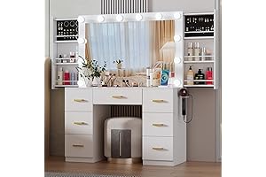 Multi-Functional Vanity Desk for Makeup Enthusiasts: Luminous Vanity Mirror, Customizable Lighting & Ample Storage