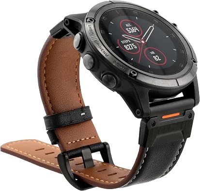 Abanen Retro Classic Genuine Leather Watch Band Strap for Garmin Fenix 8 51mm / epix Pro 51mm / Fenix 7X / Fenix 6X / Enduro/Instinct 2X / Tactix Delta/Instinct 3 50mm