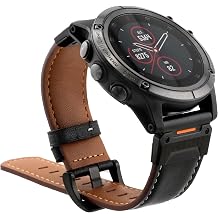 YOOSIDE QuickFit 22mm 26mm Genuine Leather Watch Strap for Garmin Fenix 8 / epix Pro/Instinct 3, Retro Classic Soft Wristband for Fenix 7/6 /5, Enduro, Tactix Delta, Quatix 8