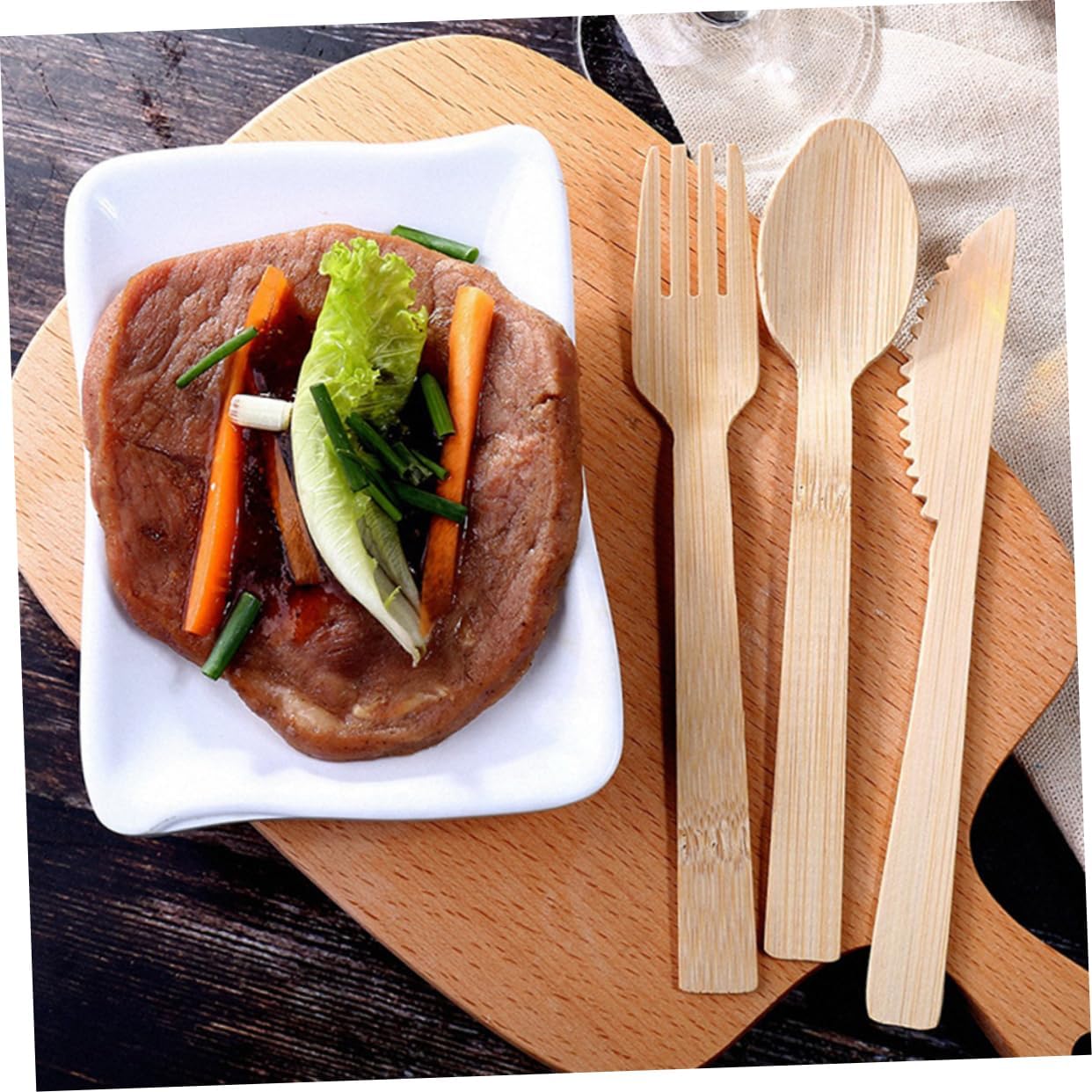50sets Disposable Utensils Set Dinner Service Napkins for Parties Restaurants and Forks Spoons Knives for Events