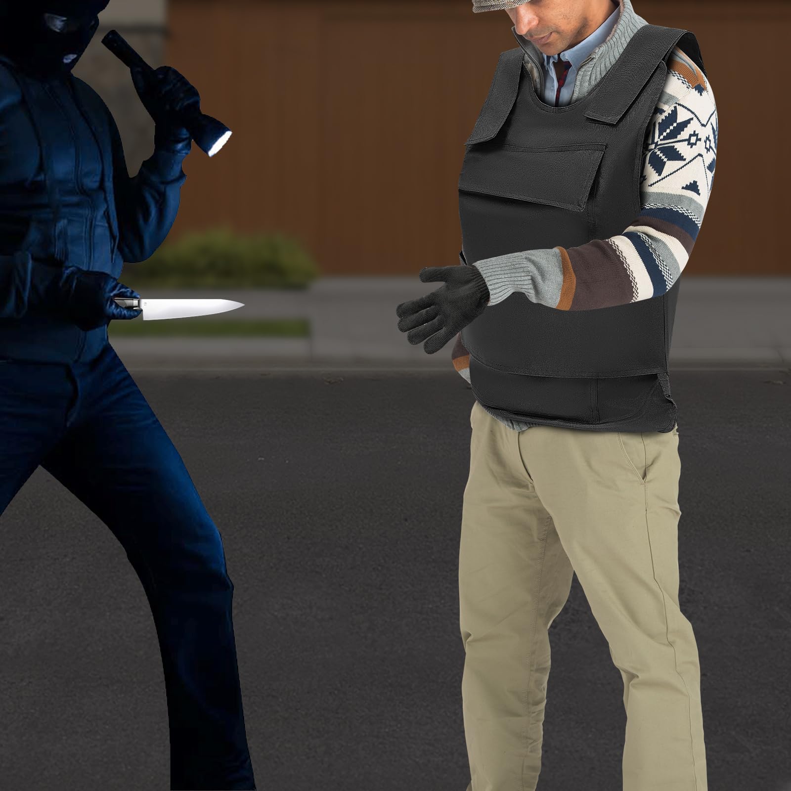 schusssichere weste,Schutzweste 24 Joule - Hochwertige Stich- & Stoßfestige Sicherheitsweste mit verstellbaren Trägern für Polizei,Sicherheitspersonal & Outdoor-Aktivitäten (Schwarz)