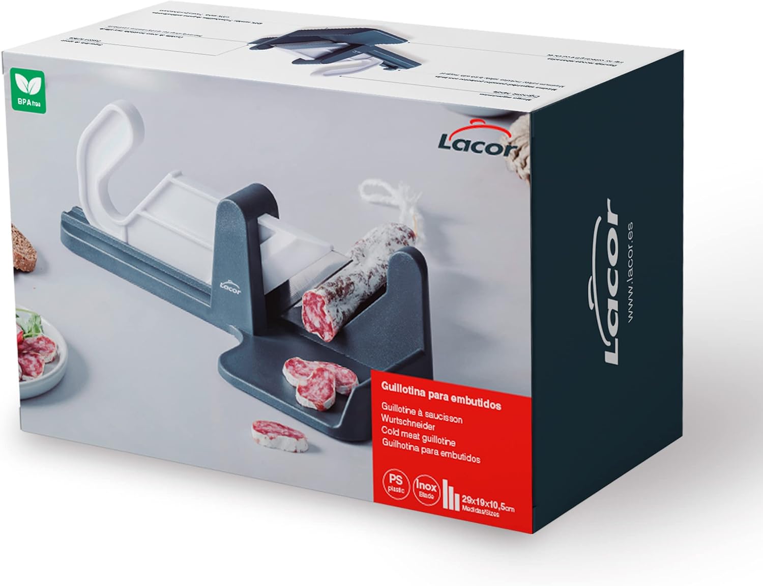 Lacor - 60559 - Guillotine for Sausages, 100% Free BPA, Stainless Steel Blade, Maximum Safety, Dishwasher Safe, Dimensions 29 x 19 x 10.5 cm, Diameter 5.5 cm, Grey