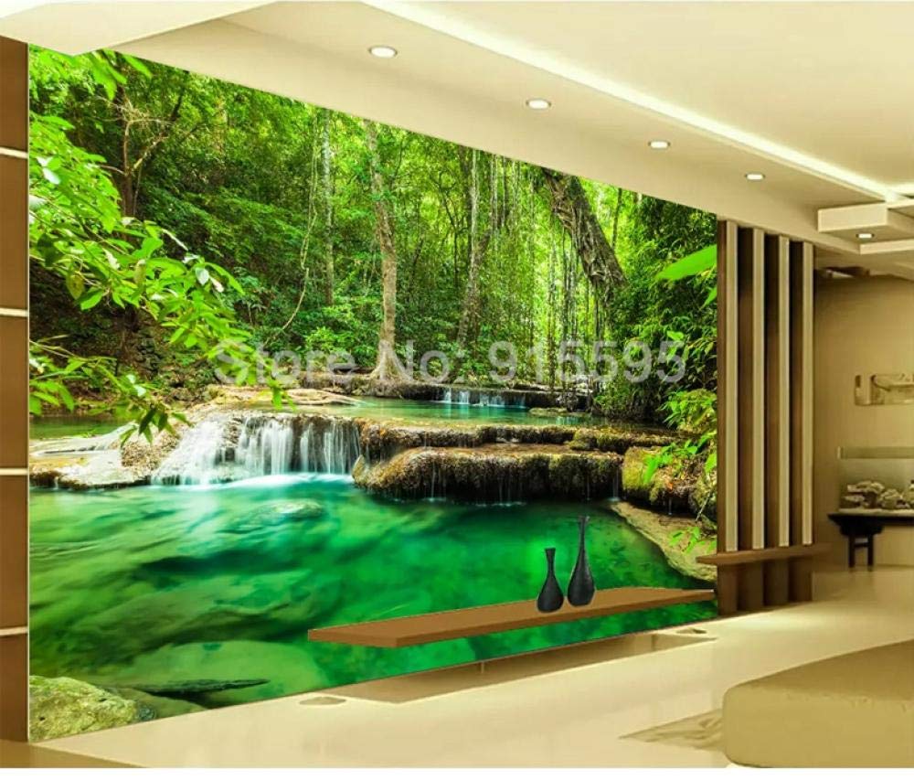 Papier peint photo 3D forêt verte WLLLO grand paysage mural salon 300x210 cm