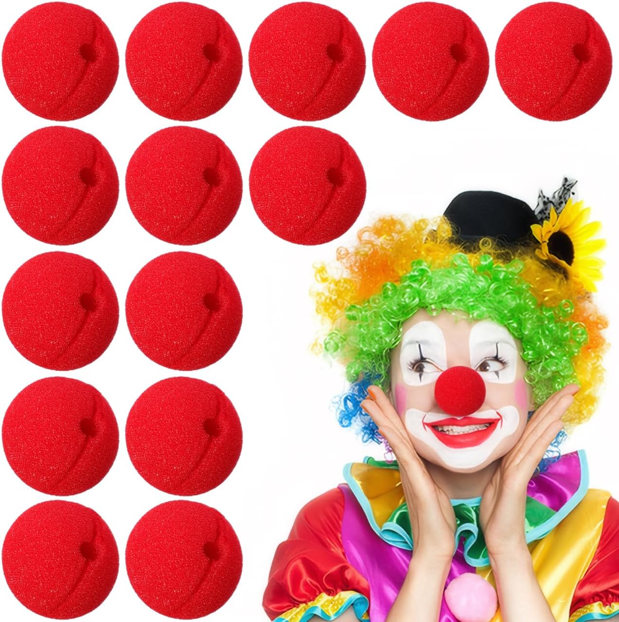 jojofuny 100 Pcs Clown Nose Balls Red Foam Sponge Clown Nose for Circus Accessories, Carnival Masquerade Cosplay Party Supplies, Halloween Decorations
