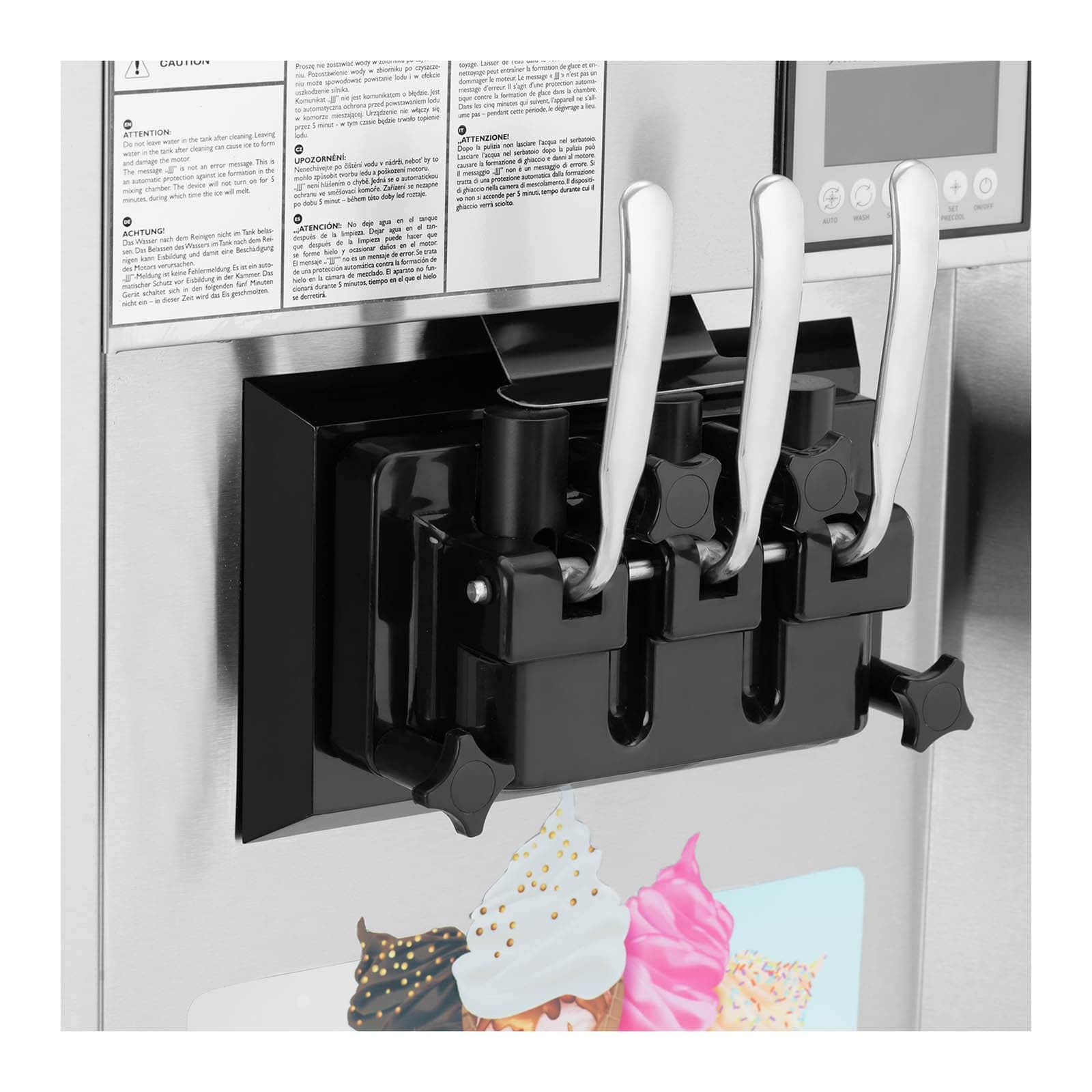Royal Catering RCSI-24 Softeismaschine 2140 W 33 l/h 3 Geschmacksrichtungen Frozen Joghurt Maschine Softeismaschine Gastro Eismaschine Softeis