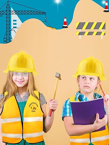 Miniatura 3 de Juego de 9 piezas de disfraz de ingeniero de construcción para niños, chaleco de construcción, gafas de casco duro para niños, Halloween, cosplay