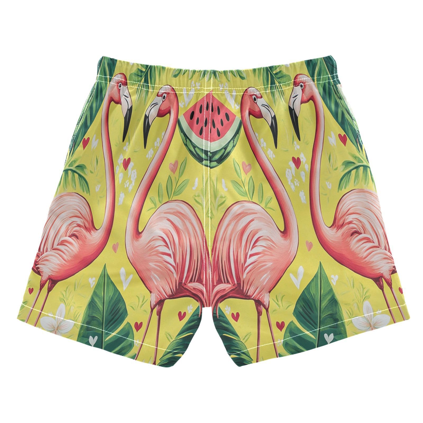 Jucciaco Boys Beach Board Shorts Flamingo Watermelon Cool Quick Dry Swim Trunk Swimwear for Kids
