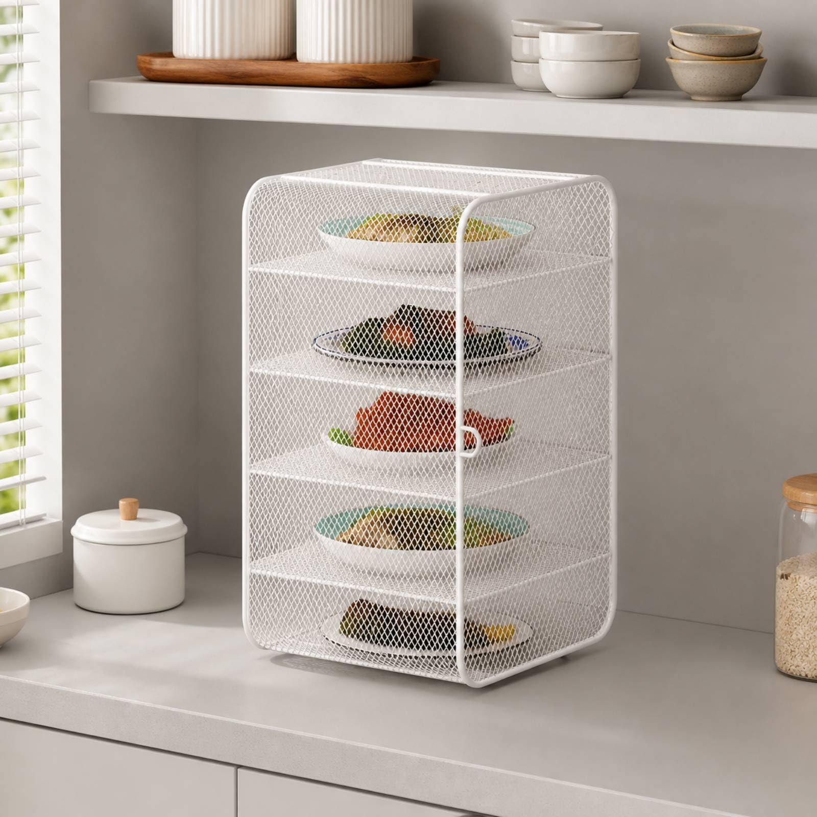 Armoire à Aliments en Fil Métallique Ventilé Cabin Protection Contre Les Bestioles Stable Armoire Vitrée Alimentaire Étagères pr Cuisine, 5 Niveaux