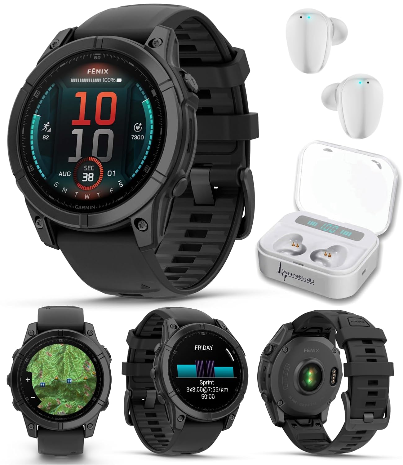 Garmin Fenix E 47 mm AMOLED Premium Multisport GPS Smartwatch Long-Lasting Battery Life Slate Gray Steel with Black
