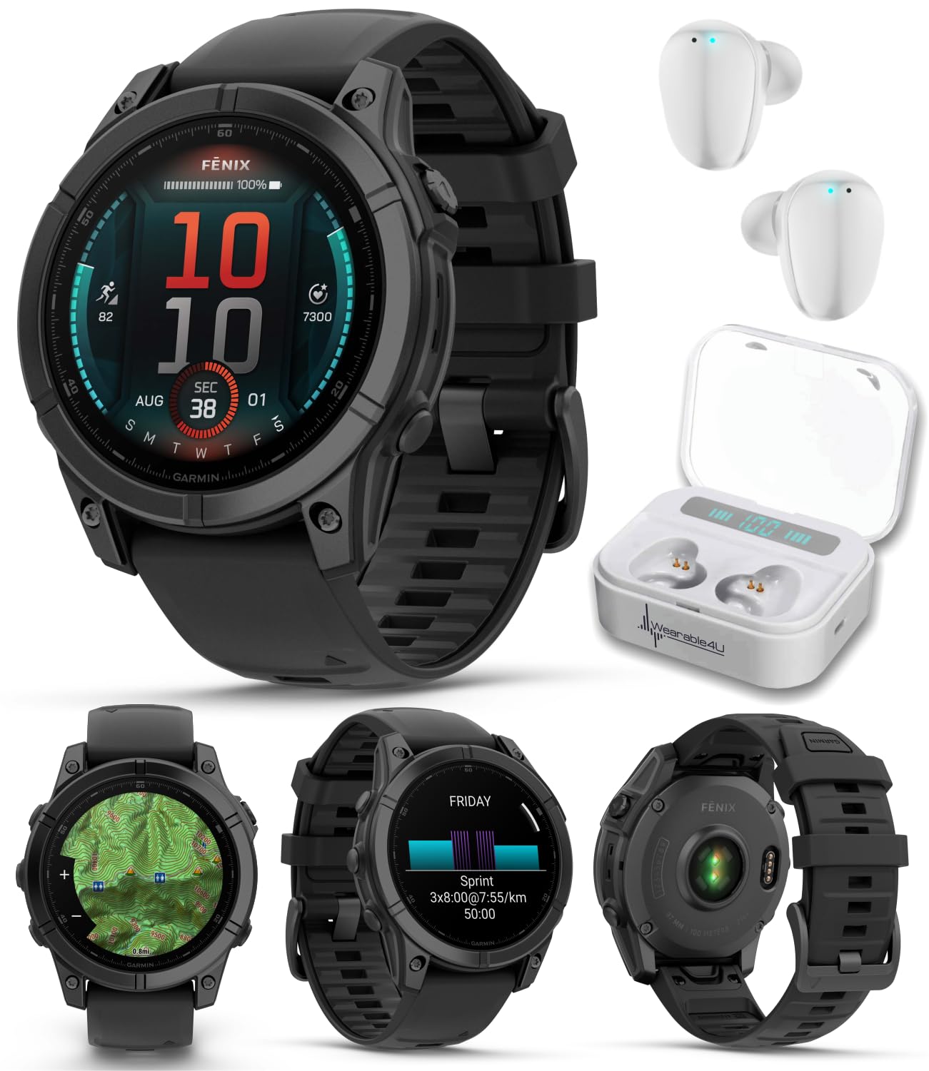 Garmin Fenix E 47 mm AMOLED Premium Multisport GPS Smartwatch Long-Lasting Battery Life Slate Gray Steel with Black