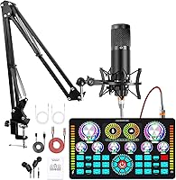Vista 1 de Paquete de equipo de podcast, interfaz de audio y micrófono condensador XLR, equipo de estudio con alimentación fantasma de 48 V, Bluetooth