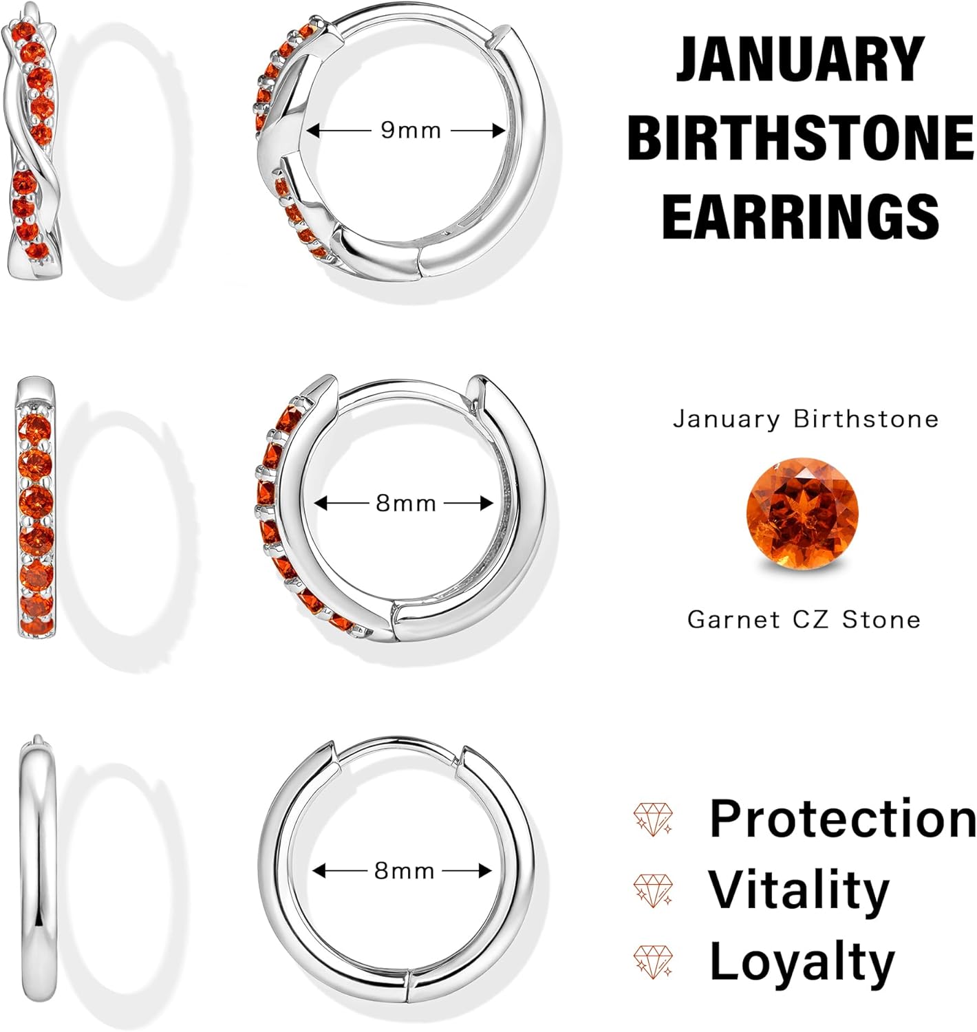 Inerney 14K Gold Plated Huggie Hoop Earrings for Women, Small Sterling Silver Earring Set Hypoallergenic Cartilage Helix Stacks, Mini Dainty Cute Trendy Birthstone Jewelry Gift for Multiple Piercings - Image 3