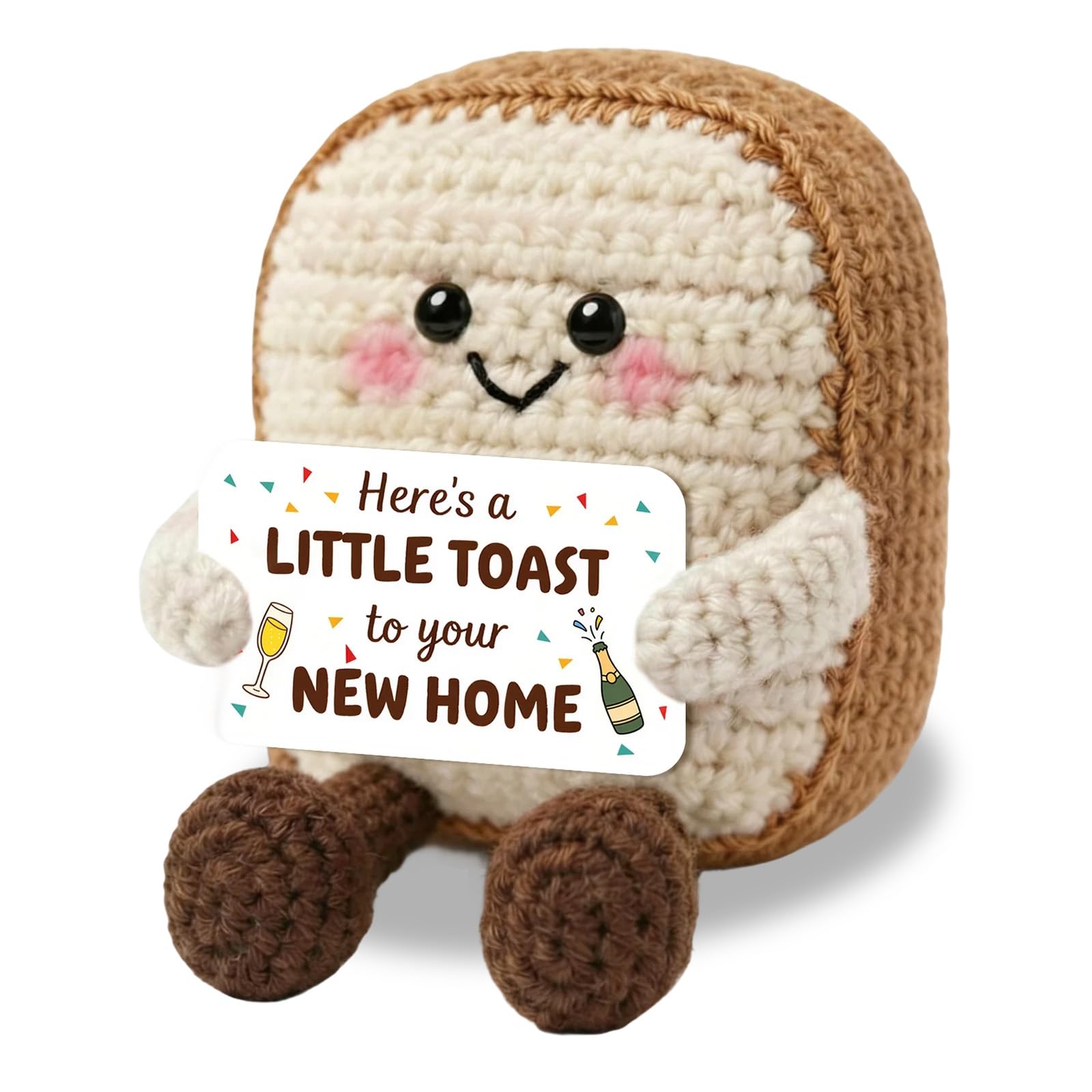 Cumnvulnt New Home Gifts, Cute Crochet Toast With A Little Toast to Your New Home! Card, Housewarming Gifts for Couple, Friends, Family, Congratulations Present Home Decor