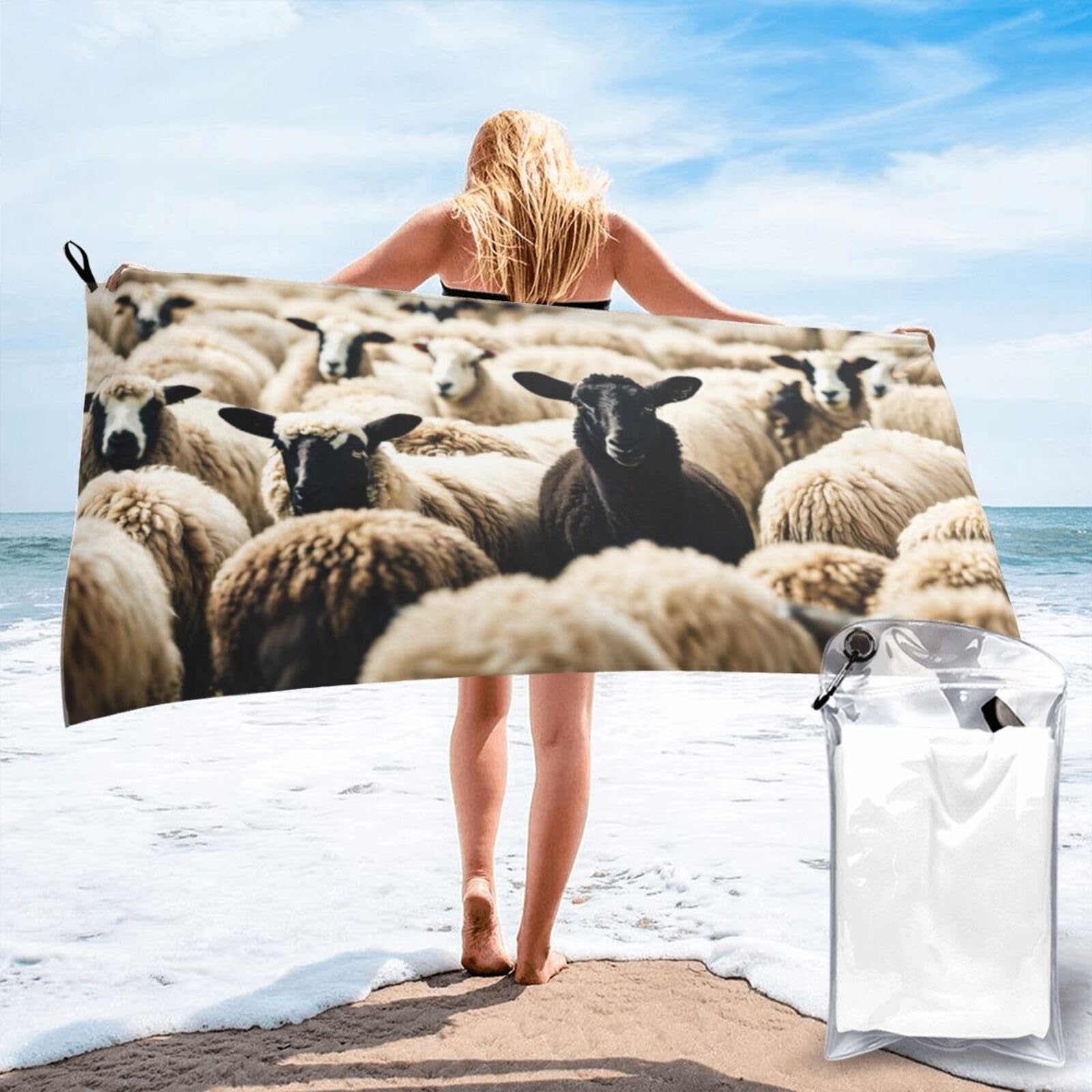 AYYQWE Sheep And Lambs Print Lightweight Towel For Men Women Travel Beach Camping Hiking Yoga Swimming Sports
