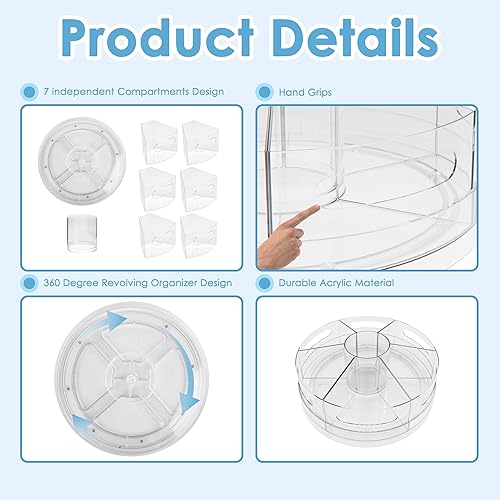 Miniatura 5 de Organizador de bolígrafos para escritorio, soporte acrílico para bolígrafos con agarres de mano, organizador de escritorio giratorio extragrande de