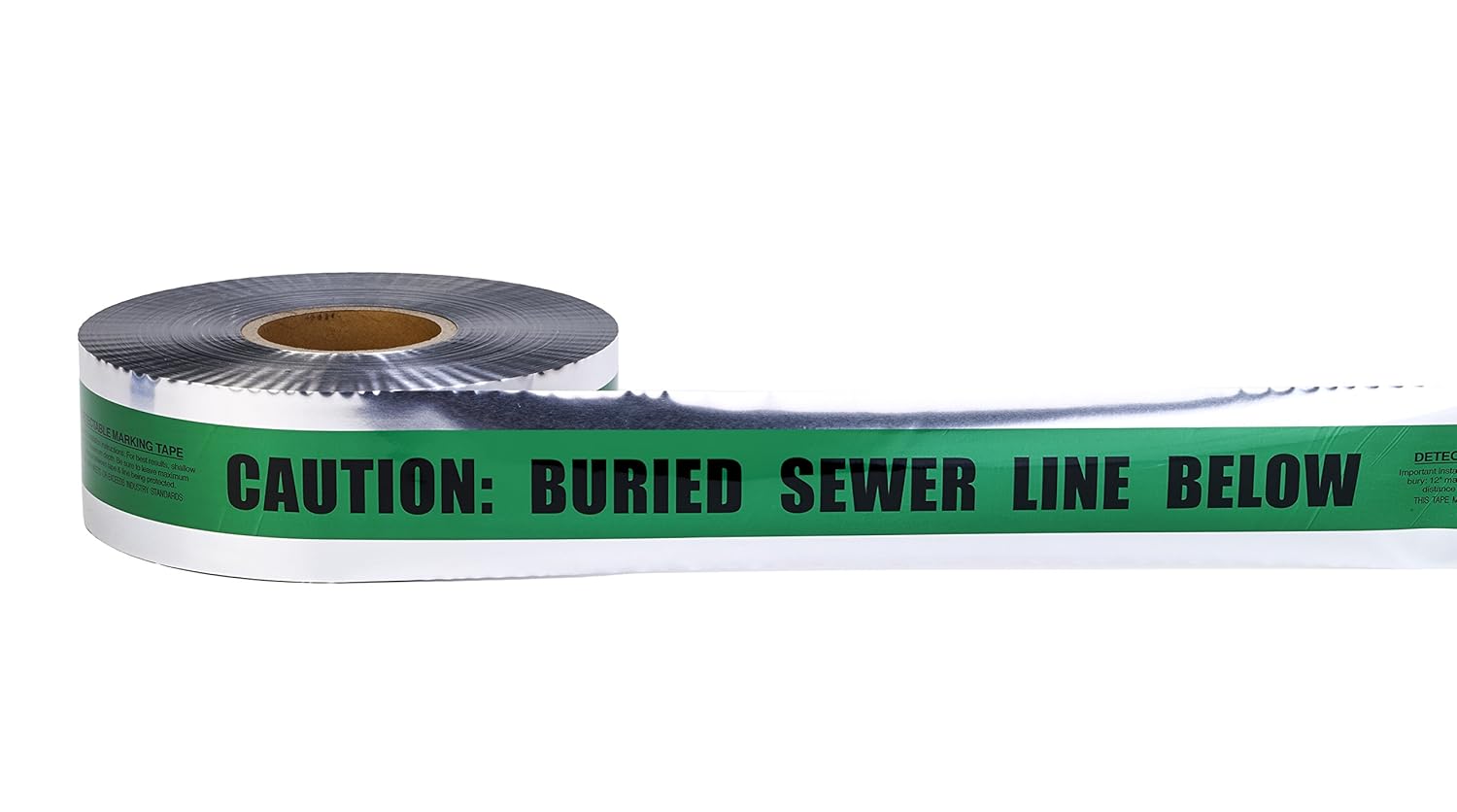 Mutual Industries 17774-38-3000 Polyethylene Underground Sewer Line Detectable Marking Tape 1000' Length x 3" Width, Green