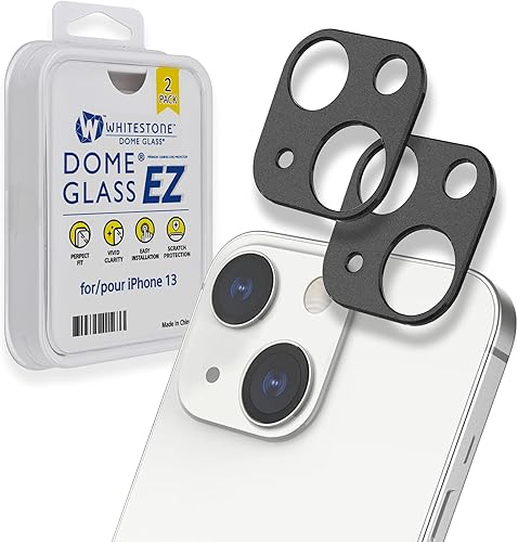 Whitestone - Protector de cámara para iPhone 13 (6,1 pulgadas) (instalación One Touch), resistente a los arañazos (2 unidades)