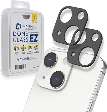 [Dome Camera EZ] Apple iPhone 13 6.1" Camera Protector by Whitestone [One Touch Installation] Scratch-Resistant Camera Lens Protector - Two Pack
