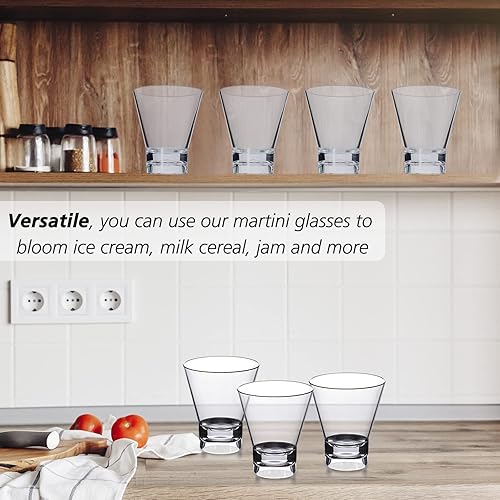 Miniatura 5 de 24 vasos de Martini de plástico de 9 onzas, reutilizables, a granel, sin tallo, vasos de cóctel cortos, vasos transparentes de margarita irrompibles