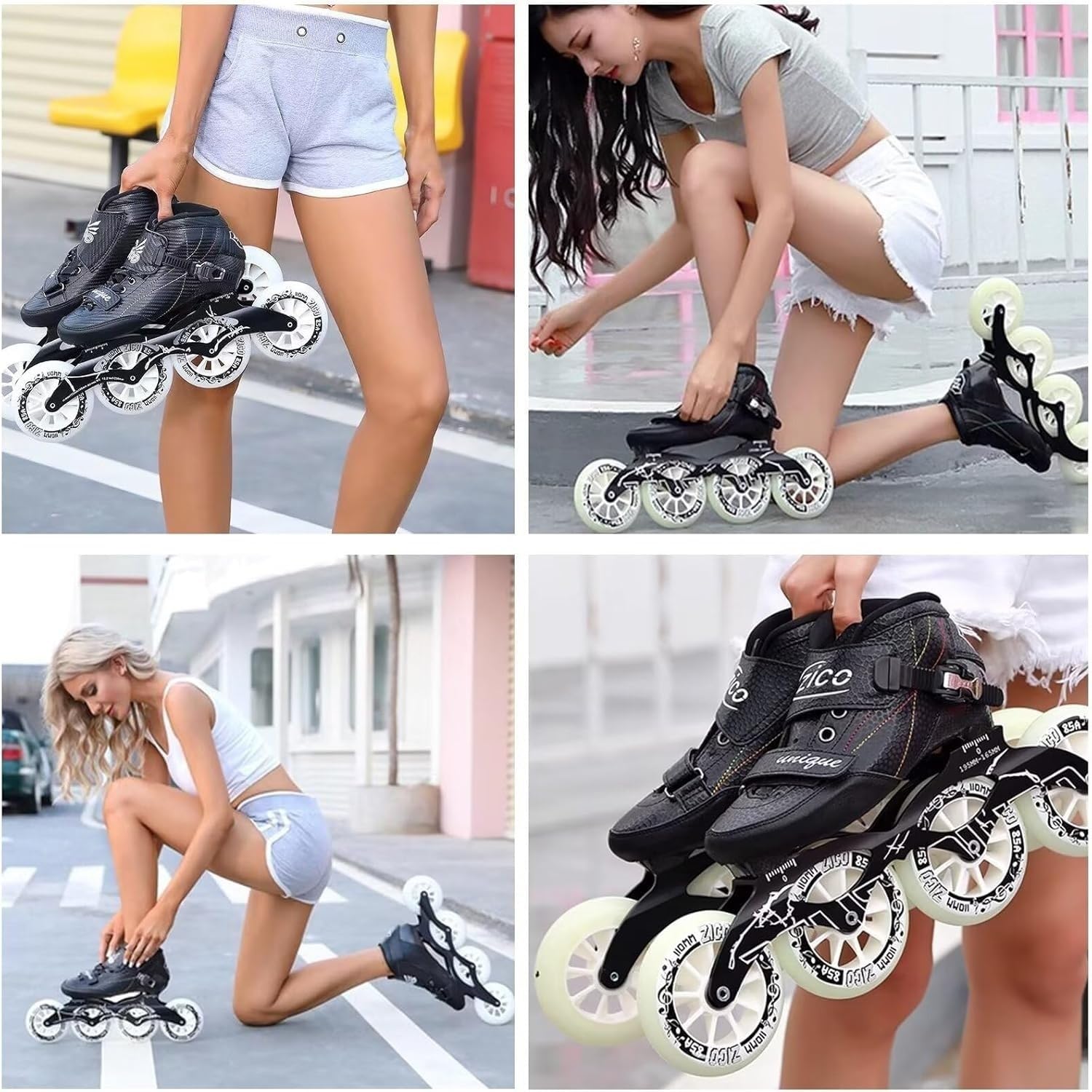 Chaussures De Roller De Vitesse Professionnelles for Adultes, Légères, Respirantes Et Réglables for Hommes Et Femmes, for Débutants Et Adolescents