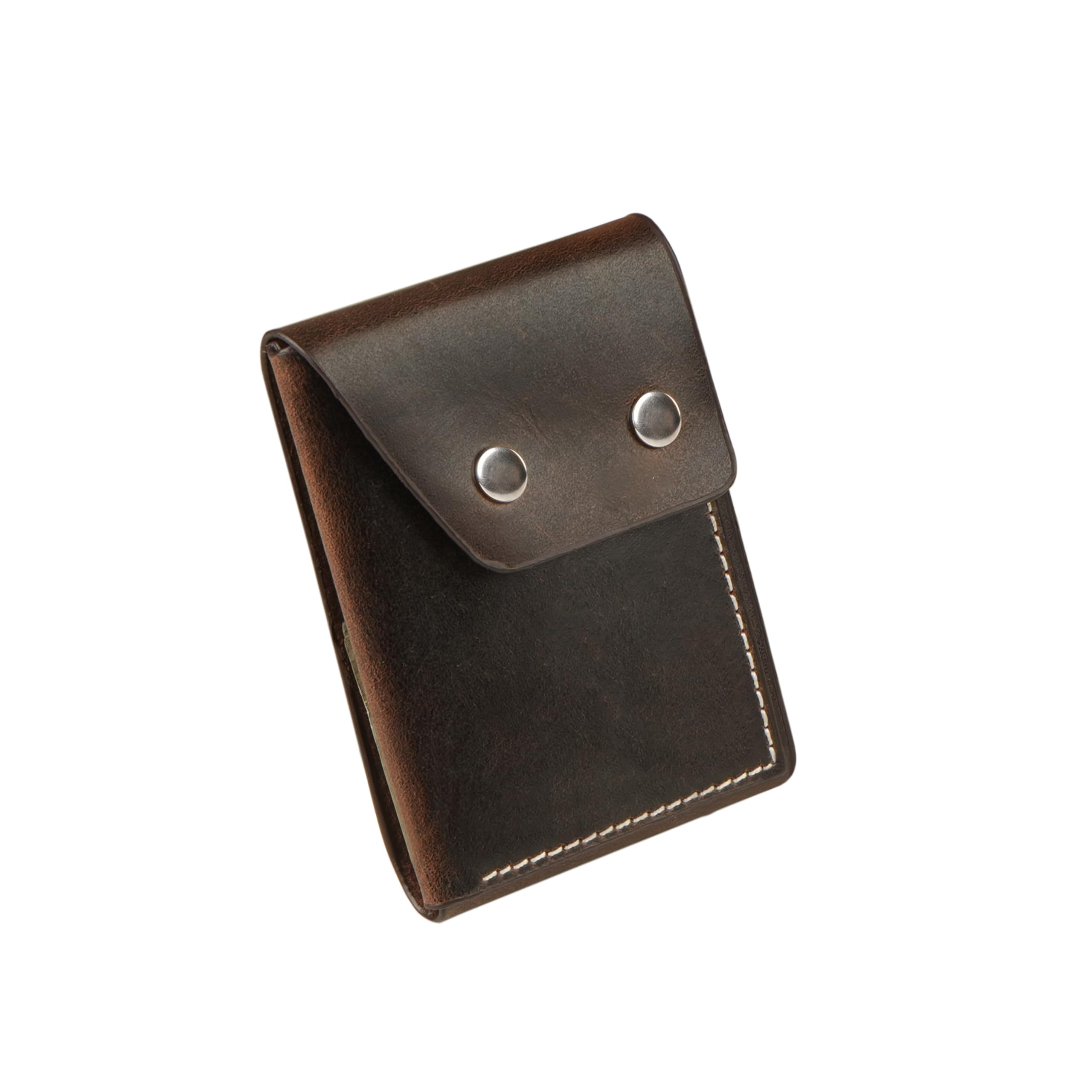 The X Project Flip Genuine Leather Wallet with Dual Button Closure for Men & Women | Premium Vintage Leather Card Holder Wallet | Slim Minimal Wallet with Cash Pocket & Card Slots