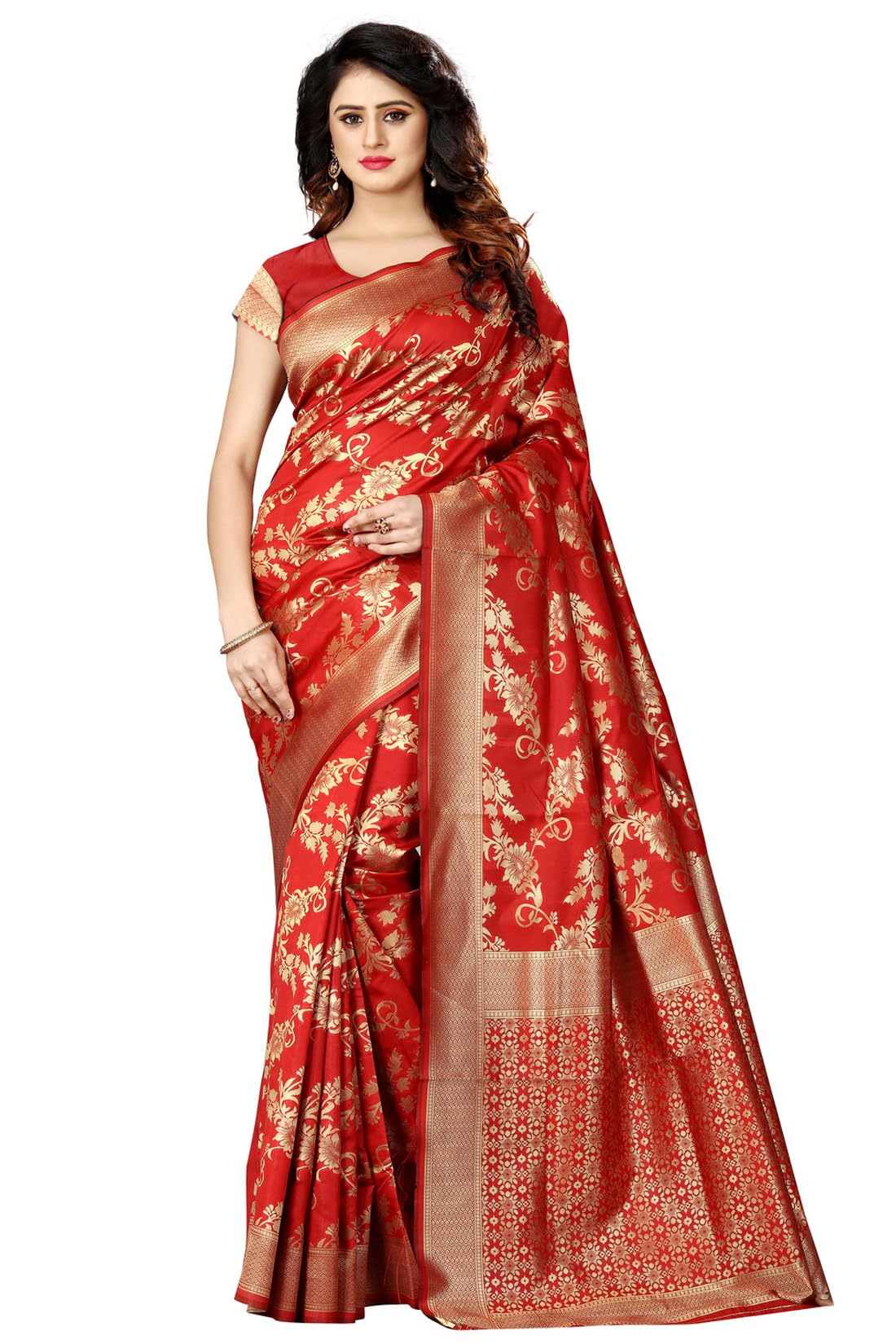 SugathariWomen's Banarasi Saree Pure Kanjivaram Silk Saree Soft new ladies 2023 Design Wear Sarees Latest Cotton Party Sari collections With Blouse Piece for Wedding sadi (SAM PARI-37)