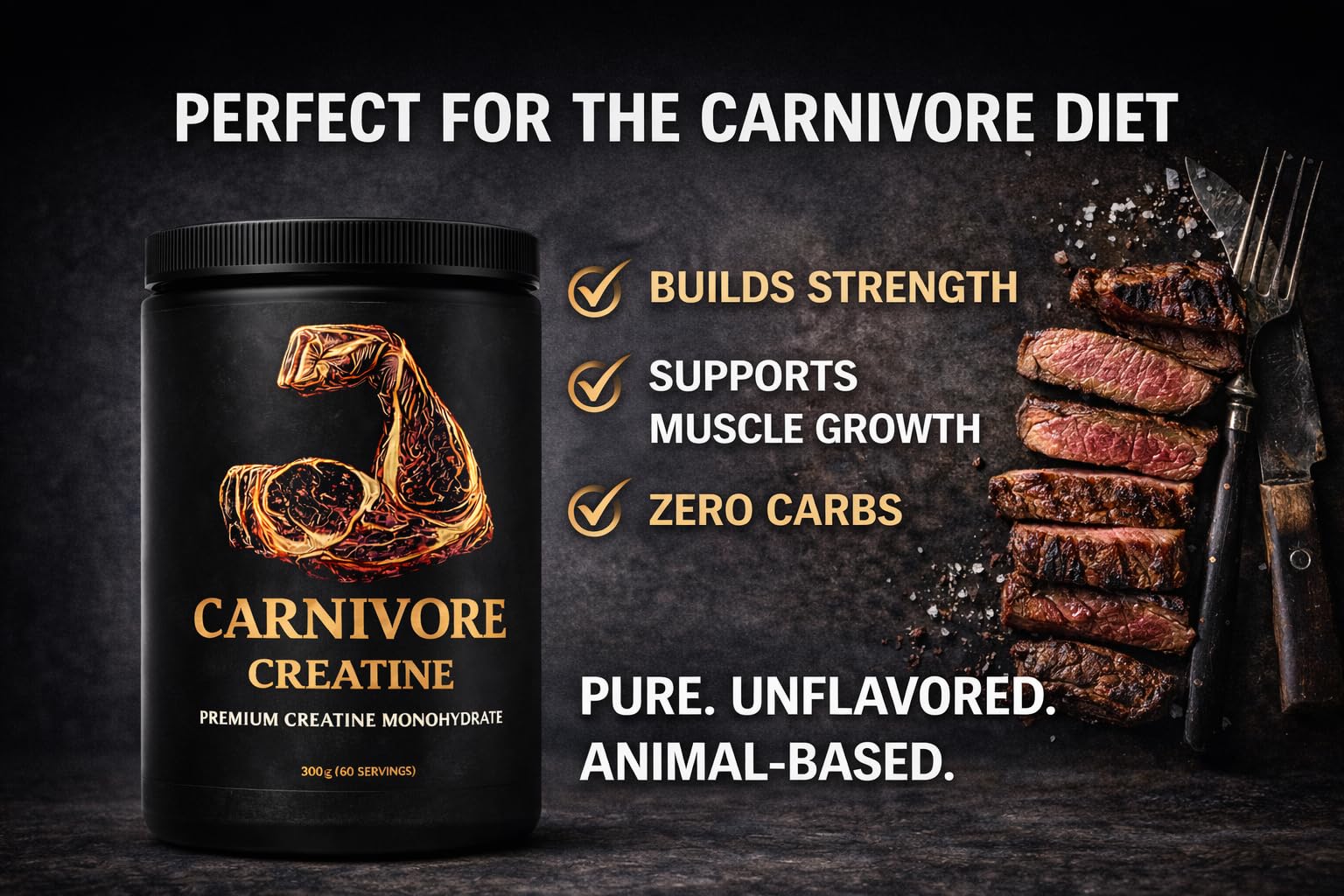 Amazon.com: Carnivore Creatine® – Pure Micronized Creatine Monohydrate, No  Fillers, Zero Carbs, Unflavored – 300g (60 Servings) : Health & Household