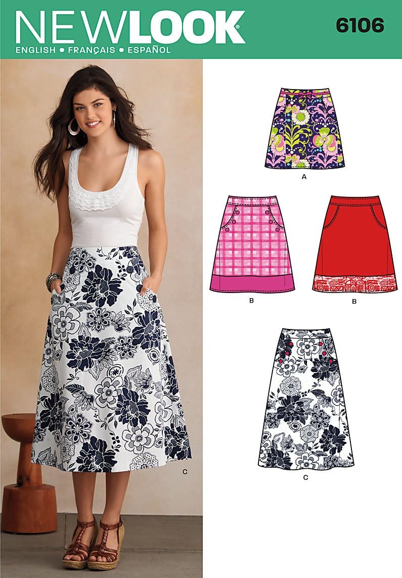 New Look Sewing Pattern 6106: Misses' Skirts, Size A(10-12-14-16-18-20-22), Paper, Multicoloured