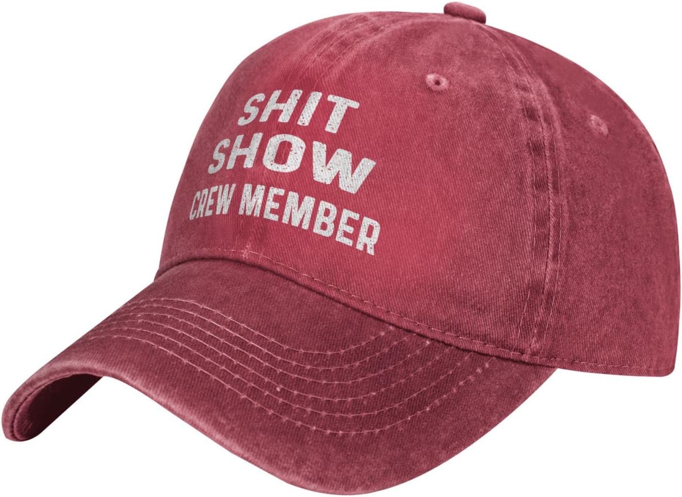 Shit Show Crew Member Cap for Men Baseball Hat with Design Hat Red - Image 2