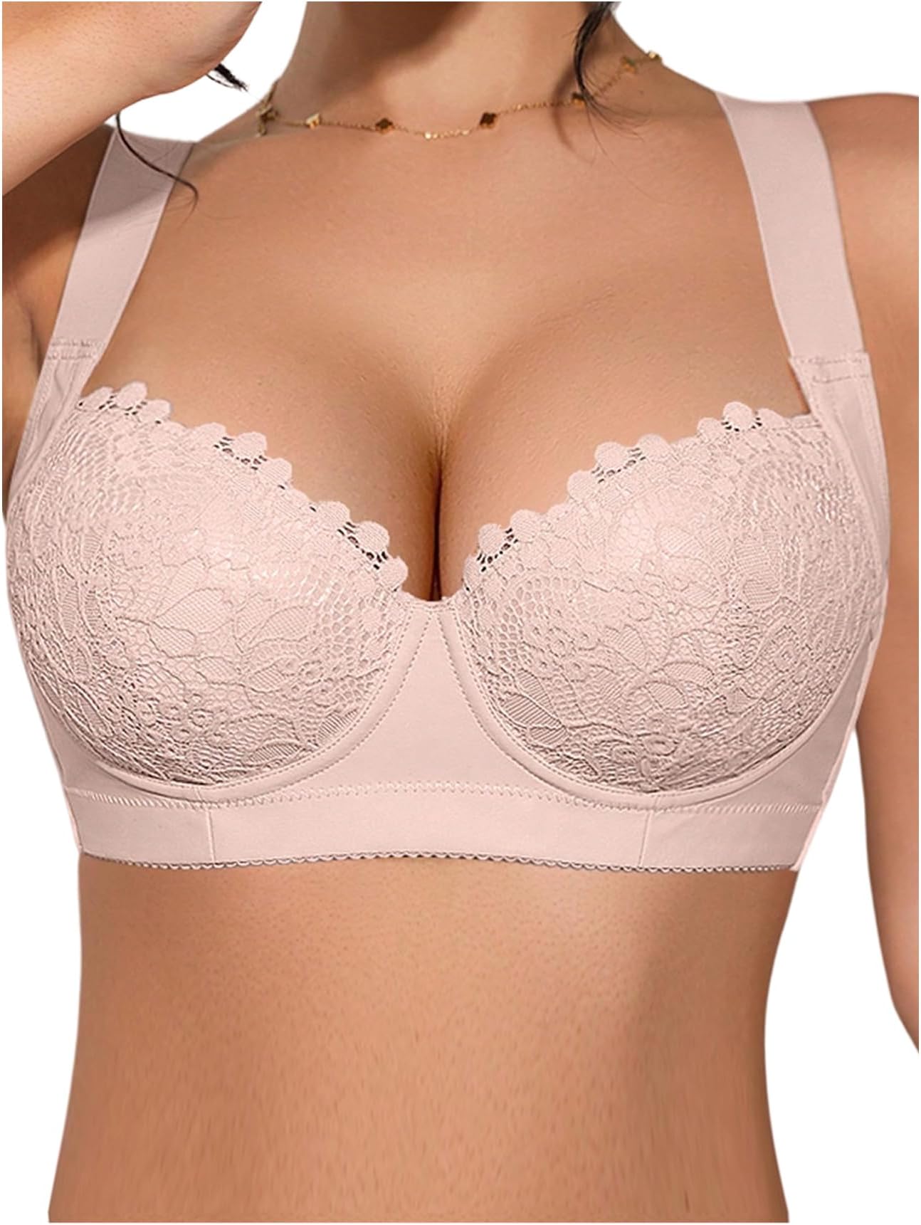 Women's Push Up Lace Bras Underwire Adjustable with Wide Strap Lingerie Shaping Support Sexy Bras